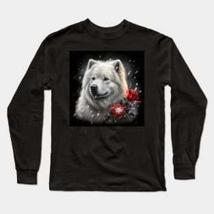 Samoyed With Red Roses Long Sleeve T-Shirt